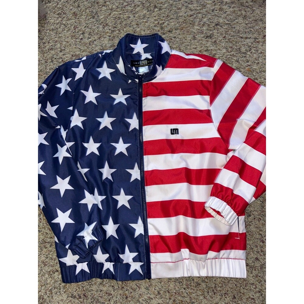 Loudmouth Coat L Red White Blue Stars Stripes American Flag Patriotic